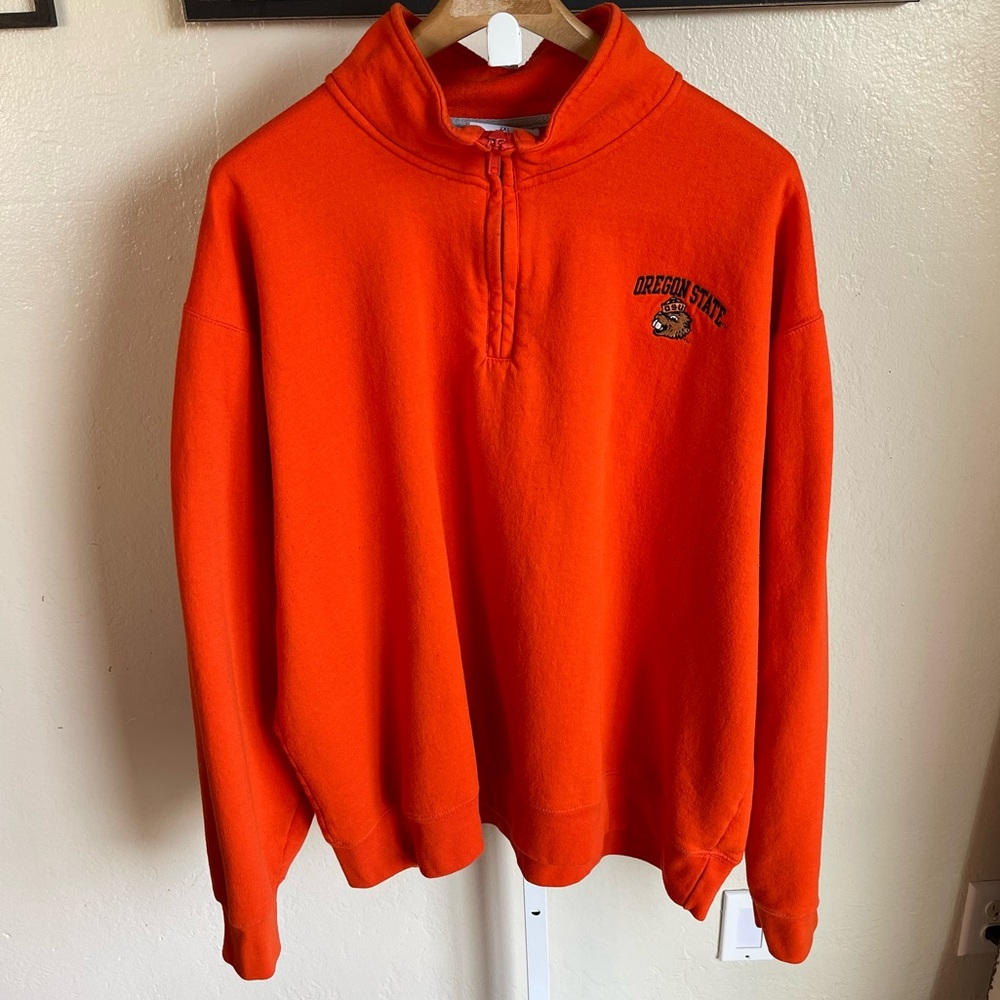 Champion Vintage Style Oregon State Men's Quarter Zip Sweatshirt Sz 2XL